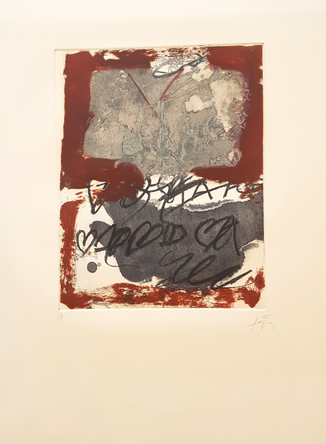 Tapies_La Clau del Foc_1973_Aufl 26_Galfetti 371_Farbrad mit Prägung_