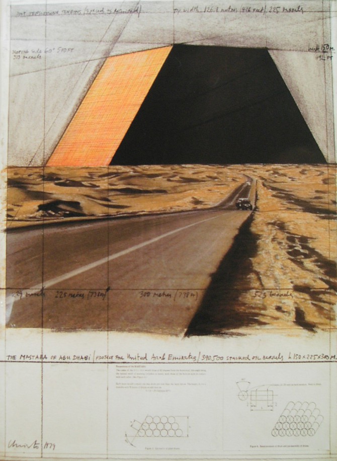 Christo The Mastaba of Abu-Dhabi  1979 Collage 76 x 57 x 3,8 cm