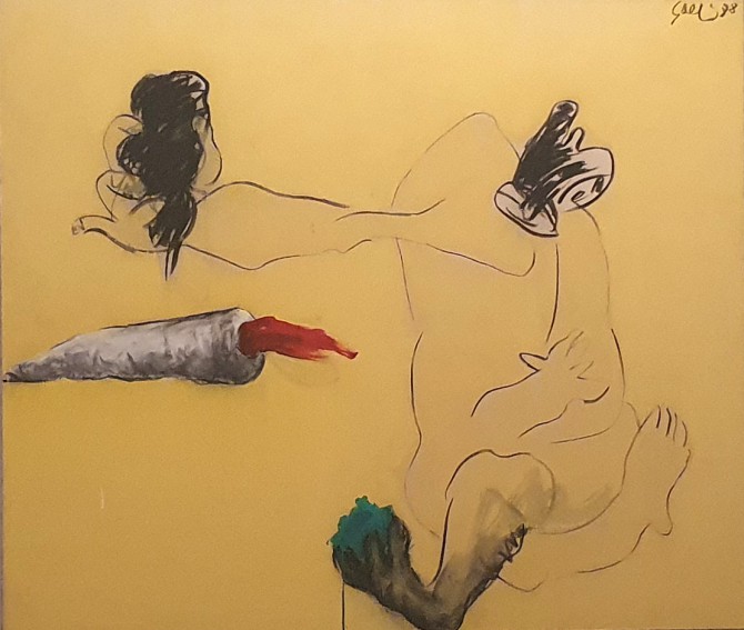 Vegetarier aller Länder vereinigt Euch, 1988, MischtechnikLeinwand, 115 x 135 cm