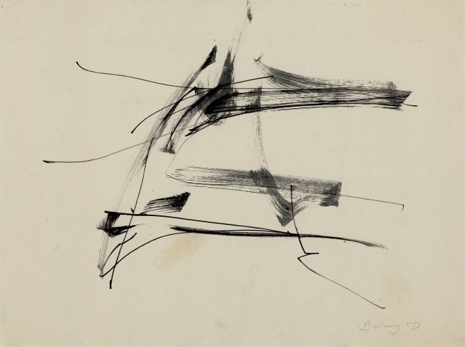 Peter Brüning, O.T., 1958, Tusche, Papier