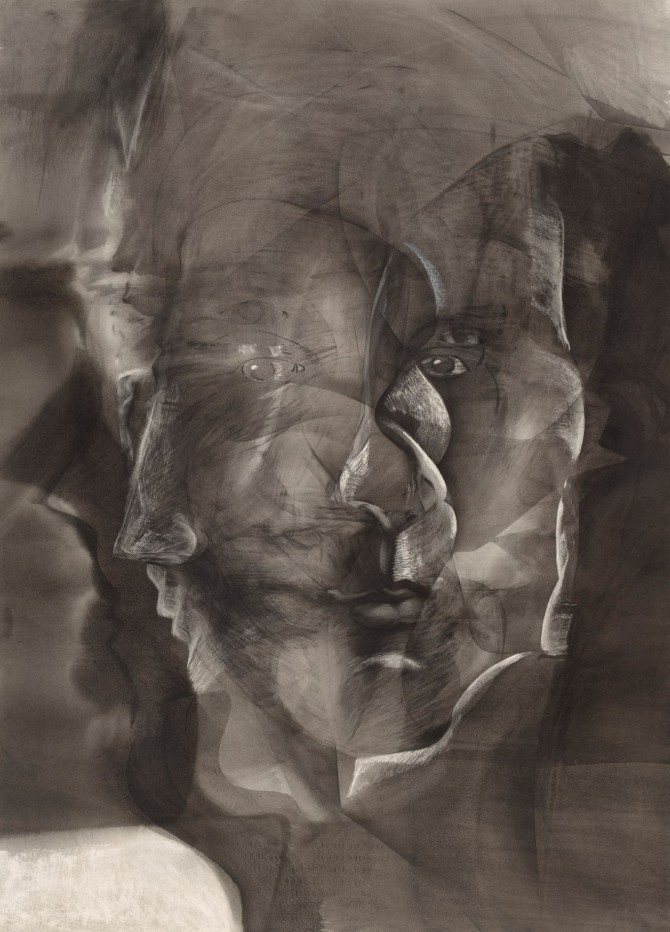 BRITTA LUMER, Der Moment, 2023, Ink and Charcoal on Paper, 114 x 82,5 cm_cut