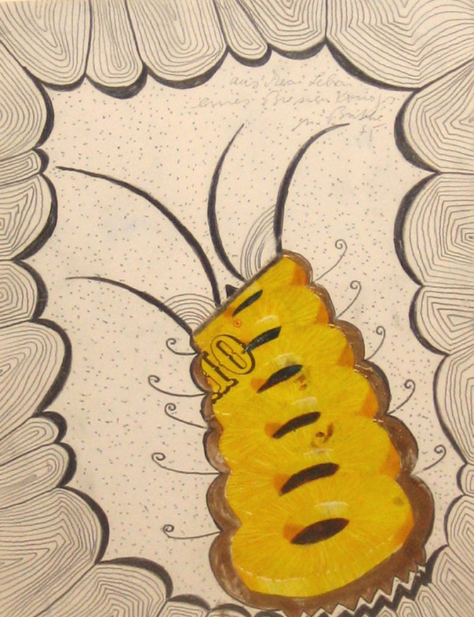 Michael Buthe - aus dem Leben eines Bienenkönigs, 1975, Mischtechnik-Collage-Papier, 23,5 x 16,2 cm