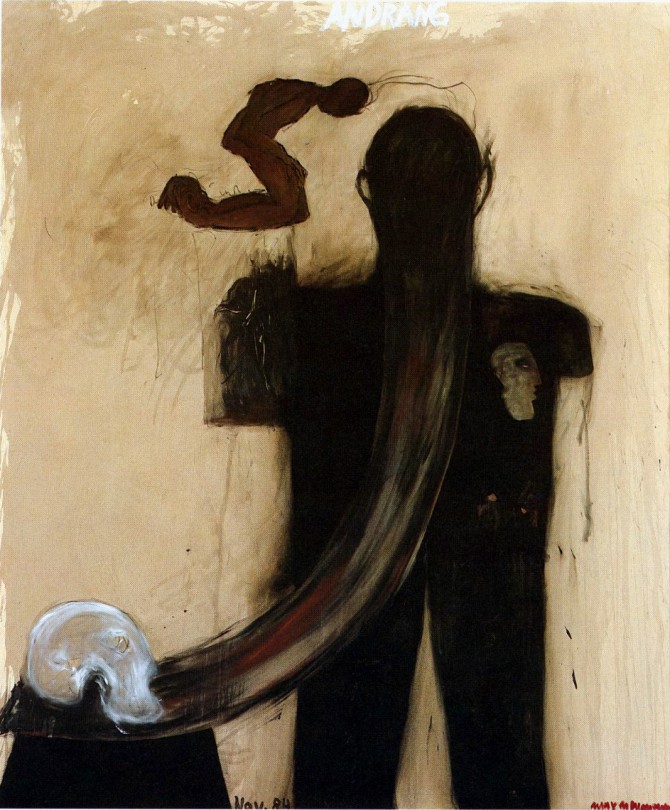 Andrang, Nov. 1984, 200 x 165 cm, Leimfarbe a. Nessel_bearb