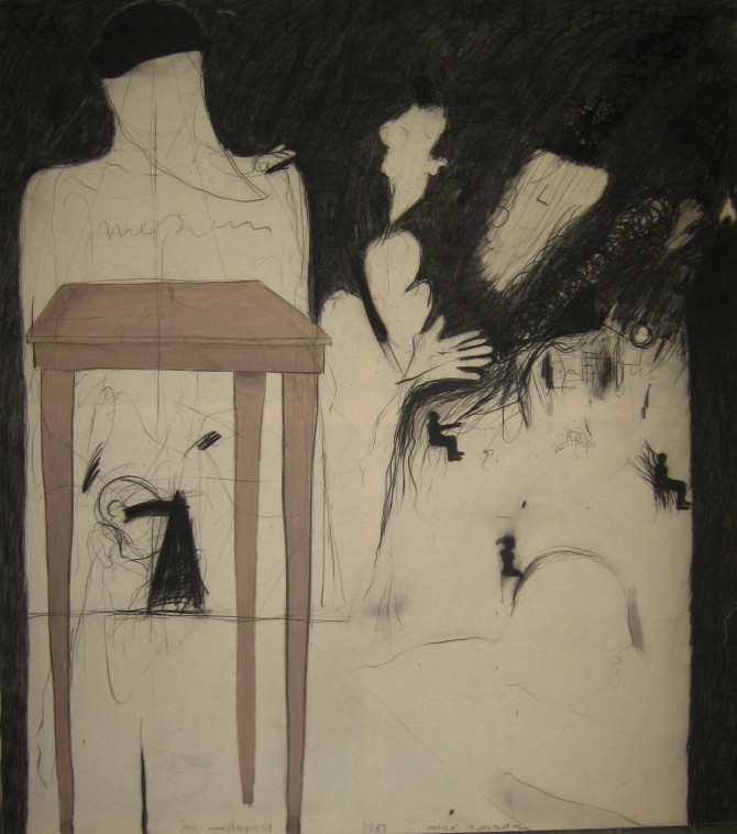 Neuman_von links nach rechts_1981_KohleTinteNessel_225 x 200 cm_